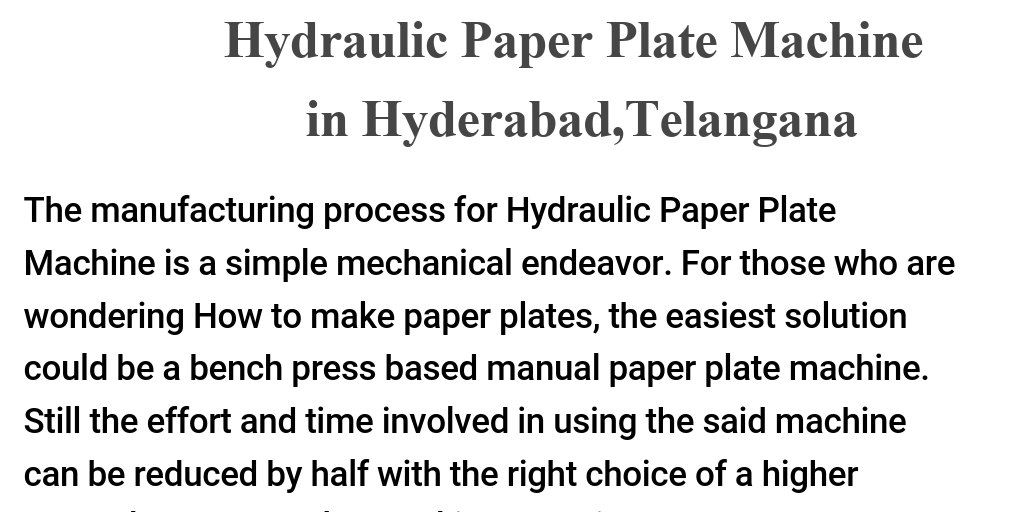 Hydraulic Paper Plate Machine in Hyderabad, Telangana by Kalyani ... Hydraulic Paper Plate Machine in Hyderabad, Telangana by Kalyani ...